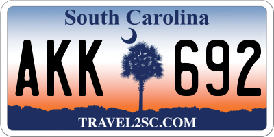 SC license plate AKK692