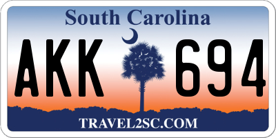 SC license plate AKK694