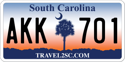 SC license plate AKK701