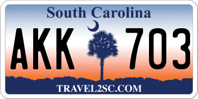 SC license plate AKK703