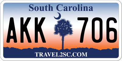 SC license plate AKK706