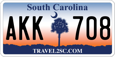 SC license plate AKK708