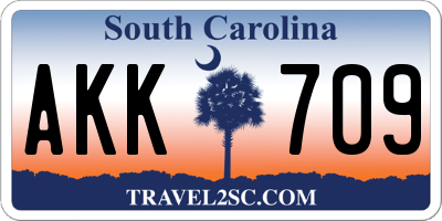 SC license plate AKK709