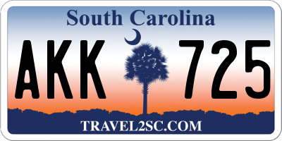 SC license plate AKK725