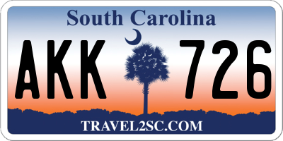 SC license plate AKK726