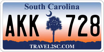SC license plate AKK728
