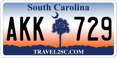 SC license plate AKK729