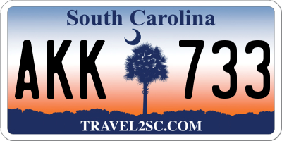 SC license plate AKK733