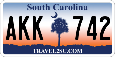 SC license plate AKK742