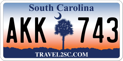 SC license plate AKK743