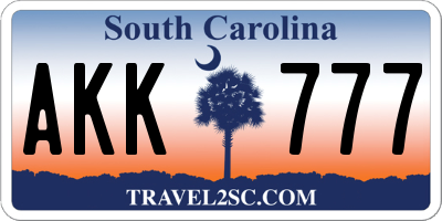 SC license plate AKK777