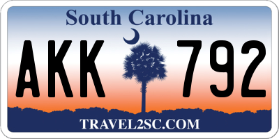 SC license plate AKK792