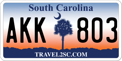 SC license plate AKK803