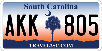 SC license plate AKK805