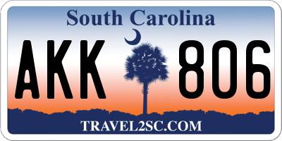 SC license plate AKK806