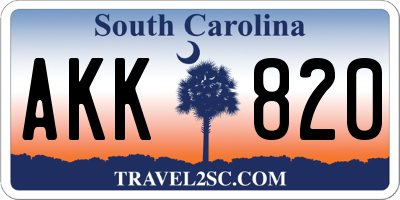 SC license plate AKK820