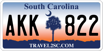 SC license plate AKK822