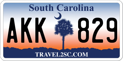 SC license plate AKK829
