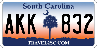 SC license plate AKK832