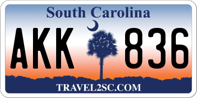 SC license plate AKK836