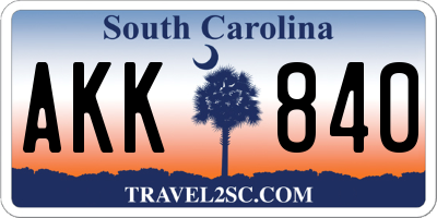 SC license plate AKK840
