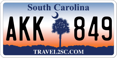 SC license plate AKK849