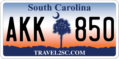 SC license plate AKK850