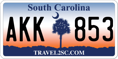 SC license plate AKK853