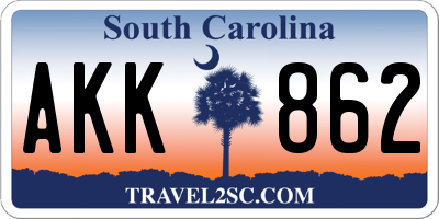 SC license plate AKK862