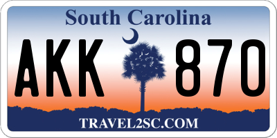 SC license plate AKK870