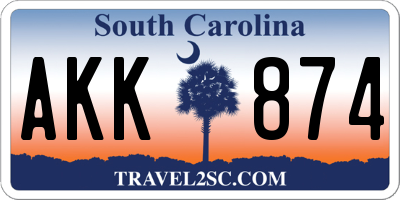 SC license plate AKK874
