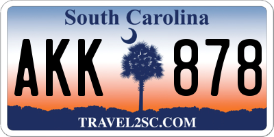 SC license plate AKK878