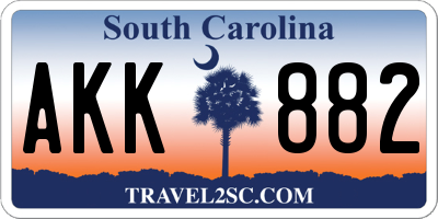 SC license plate AKK882