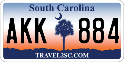 SC license plate AKK884