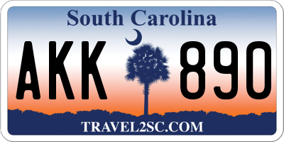 SC license plate AKK890
