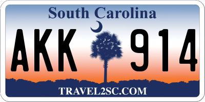 SC license plate AKK914