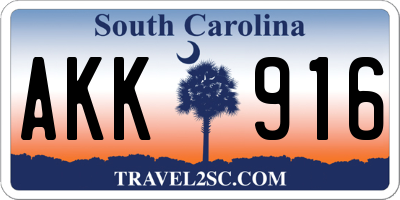 SC license plate AKK916