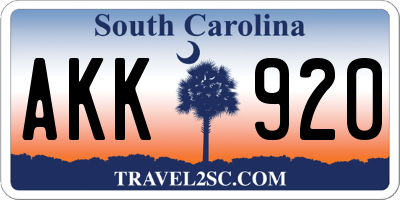 SC license plate AKK920