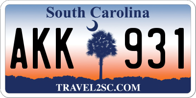 SC license plate AKK931
