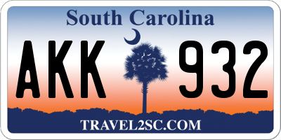 SC license plate AKK932