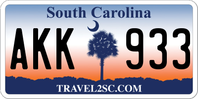SC license plate AKK933