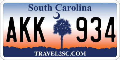 SC license plate AKK934