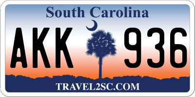 SC license plate AKK936