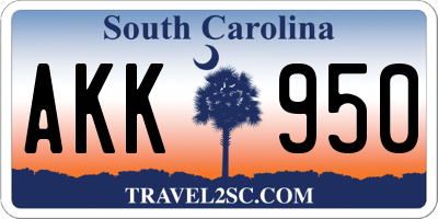 SC license plate AKK950