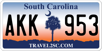 SC license plate AKK953
