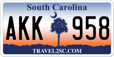 SC license plate AKK958