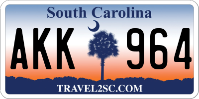 SC license plate AKK964