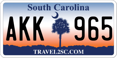 SC license plate AKK965