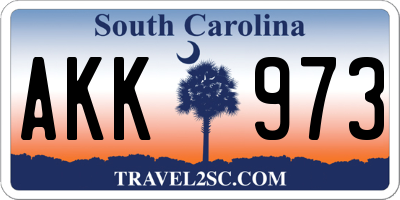 SC license plate AKK973