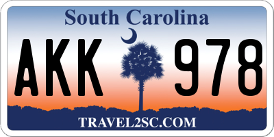 SC license plate AKK978